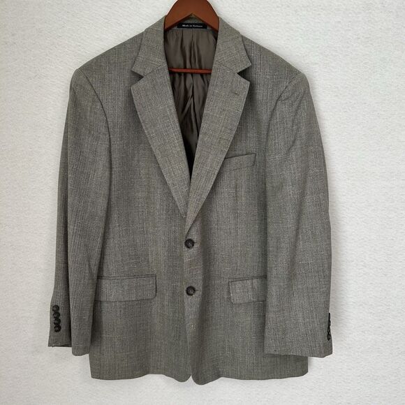Alan Flusser Sport Coat Men 44 Short Gray Wool Linen Herringbone Classic Office - Picture 15 of 16